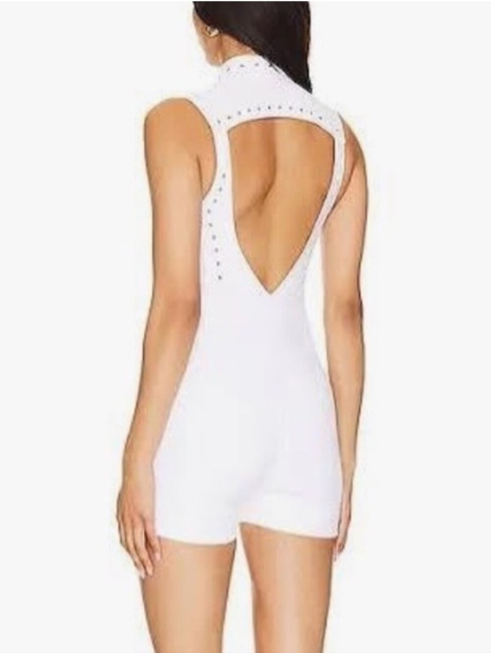 GIGI C Kina Romper Sleeveless White Laser Cut Sz S, NWT - Picture 4 of 8